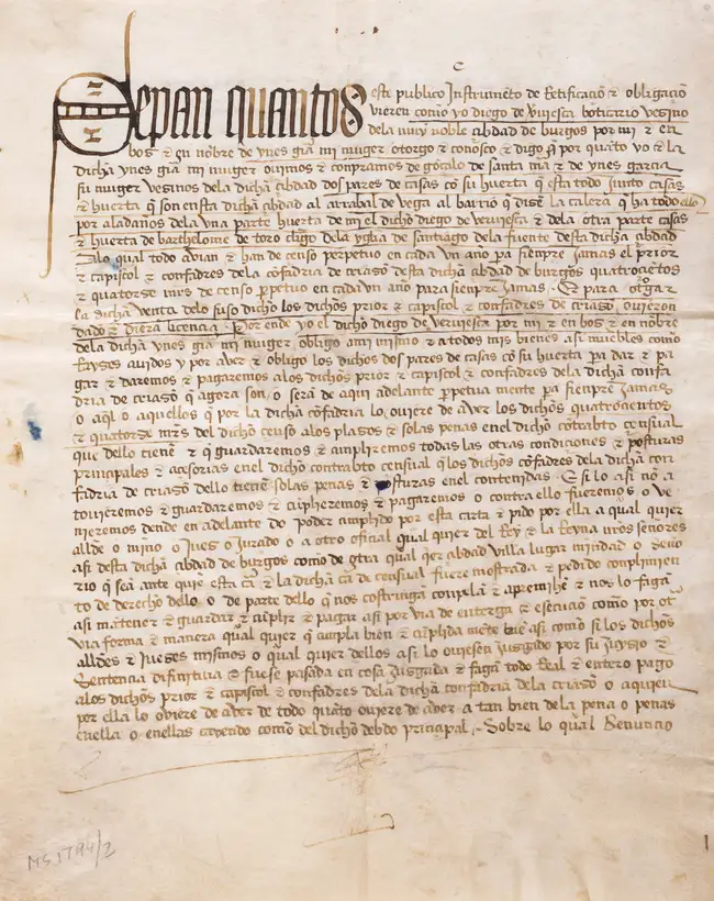 26 Burgos, Spain.- Small archive concerning the purchase of a house and an orchard in Burgos, by Diego de Breviesca, an apothecary of that town, Spanish ...