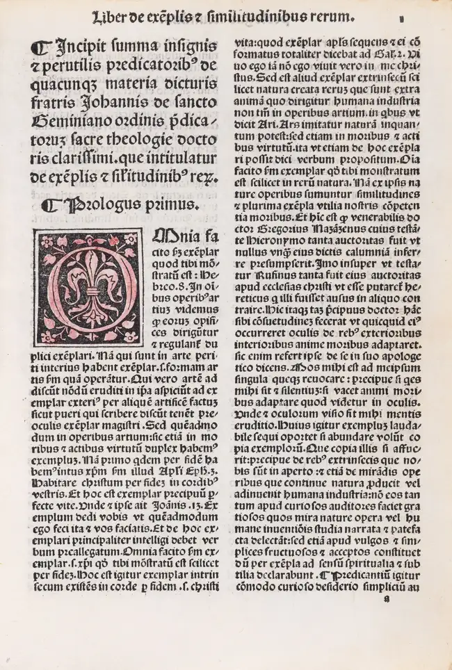 Johannes de Sancto Geminiano. Liber de exemplis ac similitudinibus rerum, Venice, Johannes and...