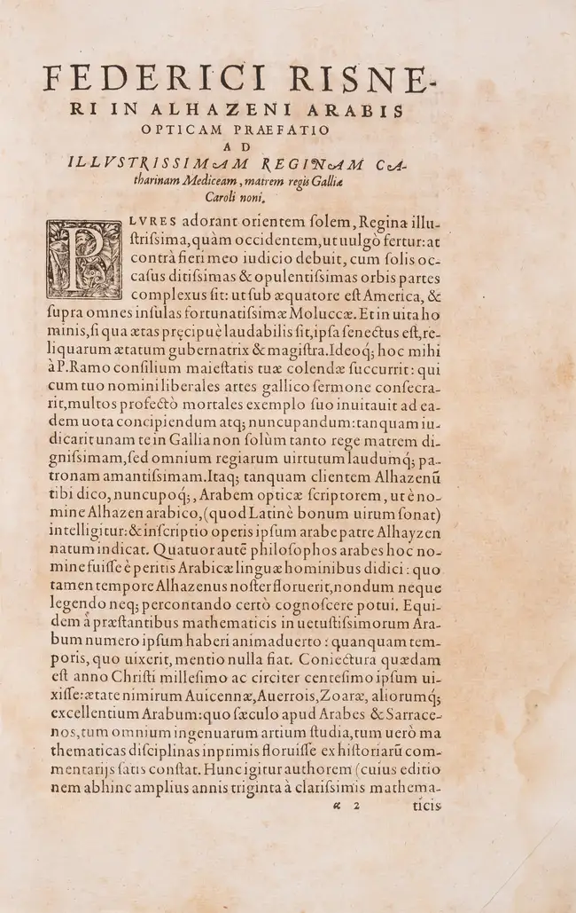 222 Optics.- Haytham (Ibn al) [known as Alhazen]. Opticae Thesaurus...Item Vitellonis Thuringopoloni libri X..., edited by Friedrich Risner, 2 parts in 1,...
