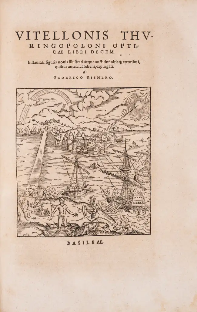 222 Optics.- Haytham (Ibn al) [known as Alhazen]. Opticae Thesaurus...Item Vitellonis Thuringopoloni libri X..., edited by Friedrich Risner, 2 parts in 1,...