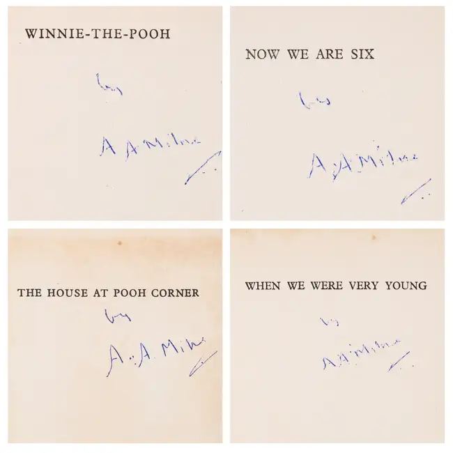 Milne (A.A.) [The Christopher Robin books], 4 vol., reprints, all signed by the author, 1955.