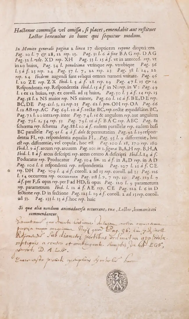 217 Mathematics.- Optics.- Mydorge (Claude) Prodromi catoptricorum et dioptricorum..., 2 parts in 1, first edition, Paris, I. Dedin, 1631.