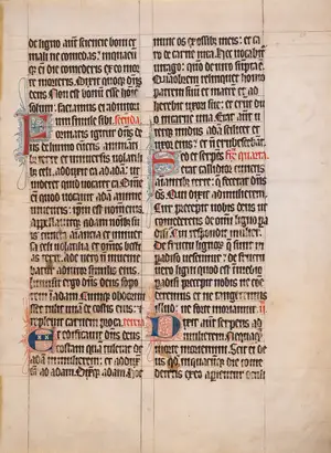 Flanders.- Leaf from a Dominican Lectionary, decorated Latin manuscript on vellum, Flanders, [first half of the fourteenth century].