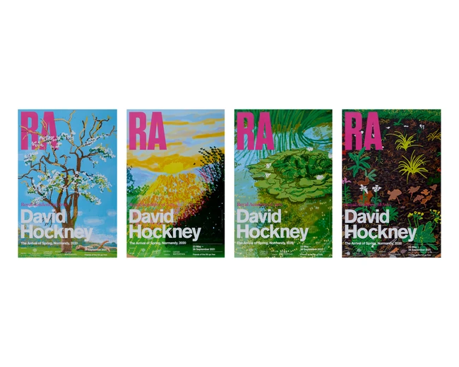 After David Hockney OM CH RA, British b.1937- The Arrival of Spring, Normandy, 2020; four posters...