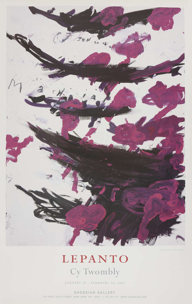 Cy Twombly, American 1928-2011, four posters advertising exhibitions at the Gagosian...