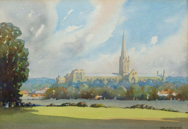 
	
		John Bicknell,
		British b.1958-
		 
		Chichester;
		 
		watercolour, signed and...