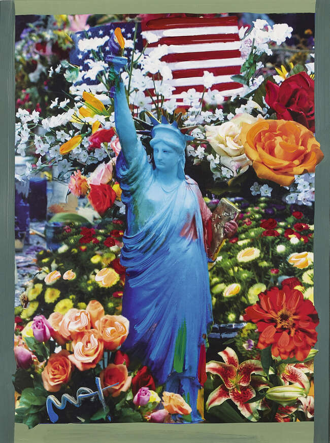 
	
		Peter Max, 
		German/American b.1937- 
		 
		Land of the Free home of the Brave II, 2005;...
