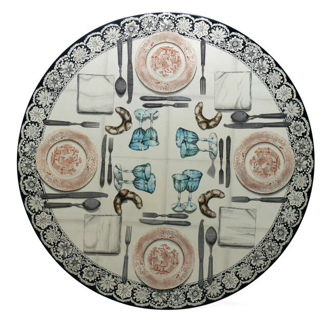 
	
		Piero Fornasetti (Italian 1913-1988), a &#39;Tavola apparecchiata&#39; dining table       
		