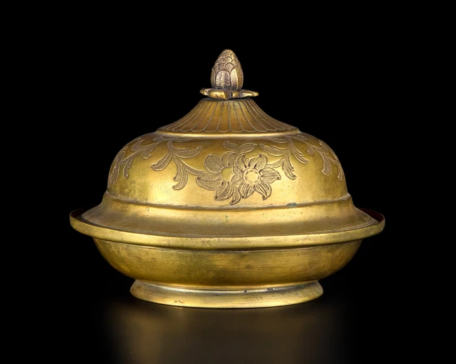 A copper alloy lidded bowl (kapakli sahan), Ottoman Turkey, third quarter 19th century or...
