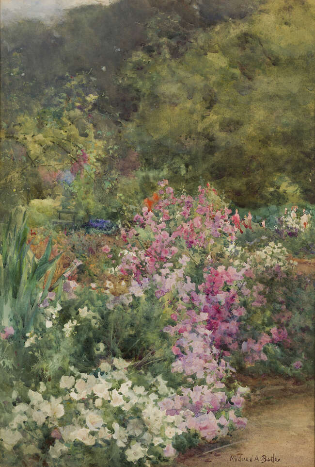 
	
		Mildred Anne Butler, RA, RWS, 
		Irish 1858-1941- 
		View of a garden; and View of a...