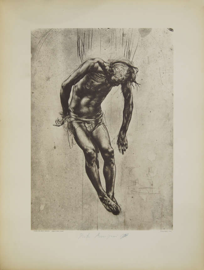 
	
		Pietro Annigoni, Italian 1910-1988- Studio per Cristo Deposto; offset lithograph, signed...
