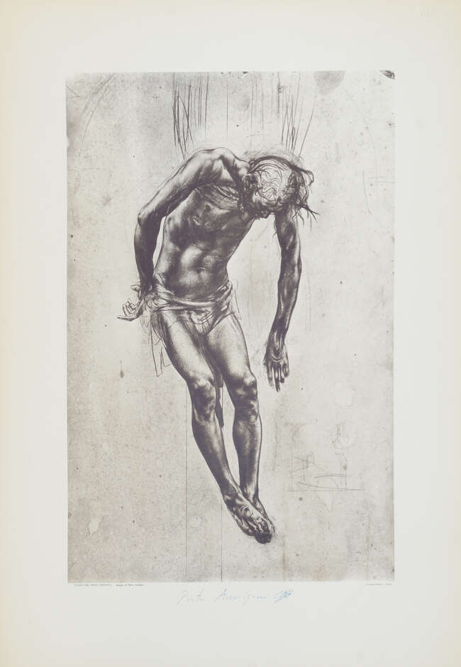 
	
		Pietro Annigoni, Italian 1910-1988- Studio per Cristo Deposto; offset lithograph, signed...