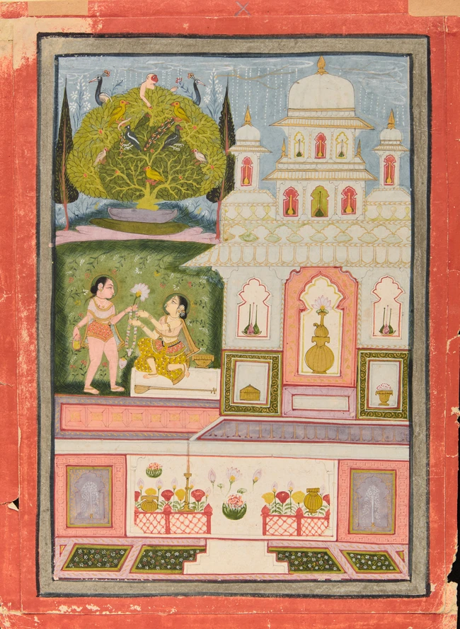 An illustration to a Ragamala series : Malhar ragini,Bundi, Rajasthan, North India, 18th...