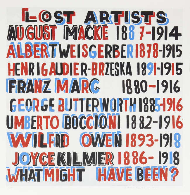 
	
		Bob and Roberta Smith,
		British b.1963-
		 
		Lost Artists, 2014;
		 
		giclée print...