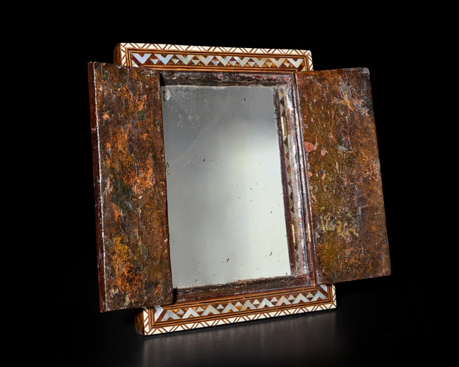 A mother-of-pearl and bone inlaid mirror case, Ottoman Turkey or provinces, 19th/20th...