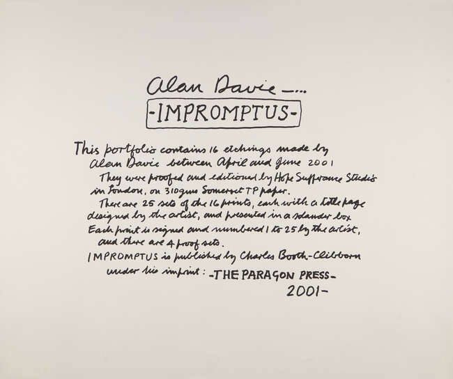 
	
		Alan Davie, 
		Scottish 1920-2014- 
		 
		Impromptus, 2001; 
		 
		the complete...