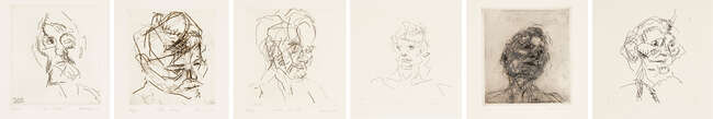 
	
		Frank Auerbach,
		British/German b.1931-
		 
		Six Etchings of Heads [Marlborough...