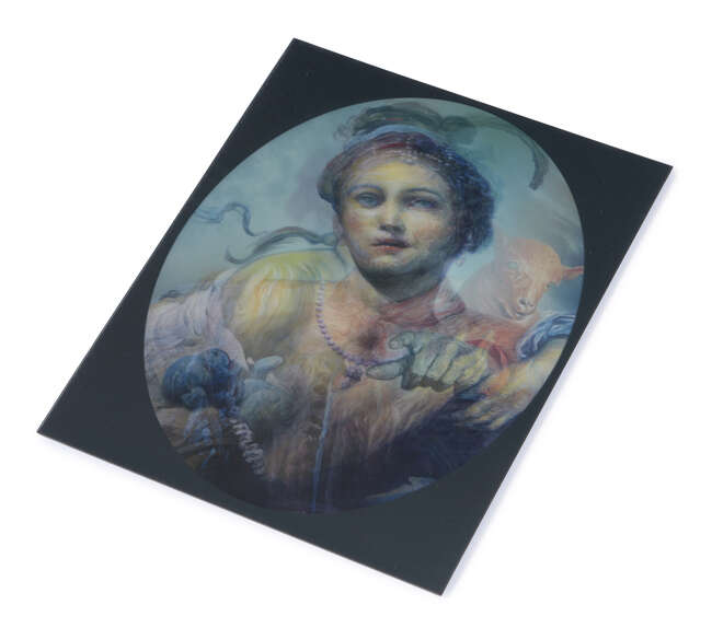 
	
		Glenn Brown,
		British b.1966-
		 
		Memorabilia, 2013;
		 
		acrylic lenticular lens...