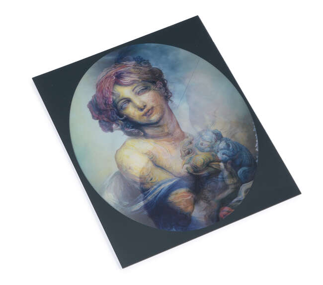 
	
		Glenn Brown,
		British b.1966-
		 
		Memorabilia, 2013;
		 
		acrylic lenticular lens...