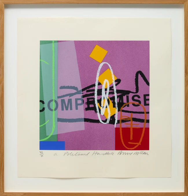 Bruce Mclean, British b.1944- A Political Handshake; screenprint in colours on wove, signed,...