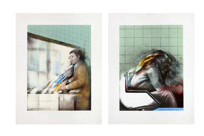 Terry Wilson, British b.1948- Anonymous Portrait 5; Anonymous Portrait 6, 1980; two screenprints...