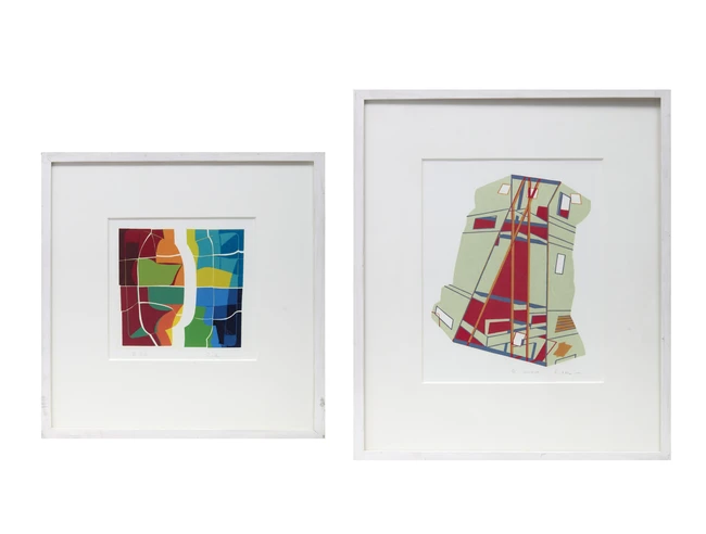 Raymond Higgs, British 1940-2017, Interior, 2009; Prism, 2007; two reduction wood engravings in...