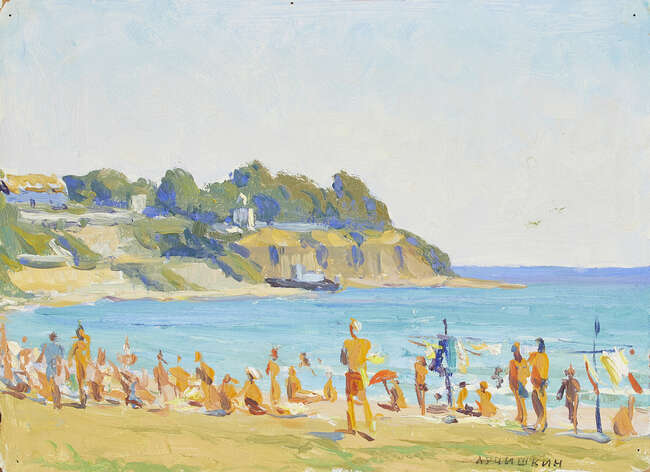 
	
		Sergej Aleksandrovic Luciskin,
		Russian 1902-1989-
		 
		At the beach, 1963; City Scene...