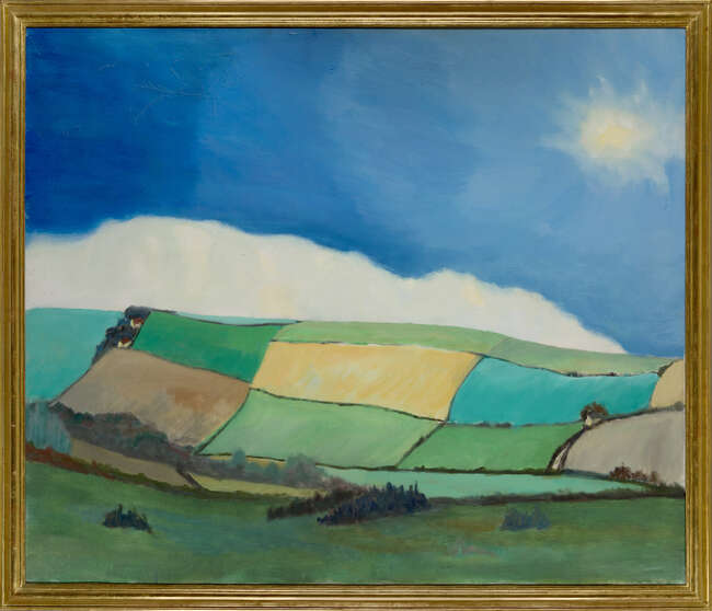 
	
		Bob Bourne, 
		British 1931-2021 - 
		 
		Sunset on New Mill, Cornwall, 1985; 
		 
		