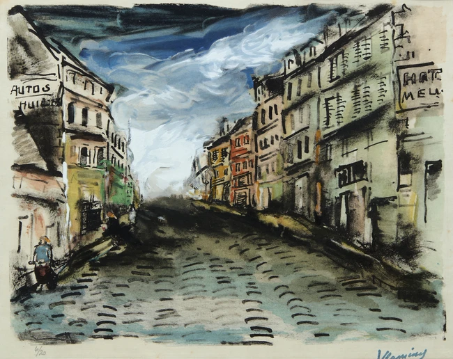 To Be Sold with No Reserve: Maurice de Vlaminck, French 1876-1958, Les boutiques; lithograph...