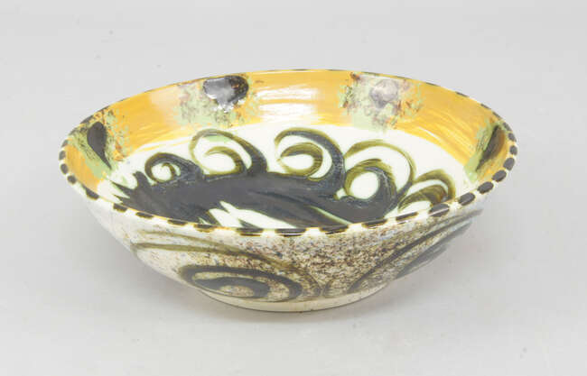 
	
		Bill and Maggie Fisher, circa. 1970&#39;s, a Cornish Celtic pottery bowl in the &#39;Folksey...
