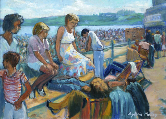 
	
		Sylvia Molloy,
		British 1914-2008-
		 
		On the Prom, Scarborough;
		 
		oil on...