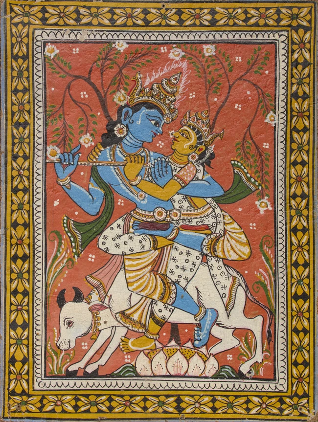 Two Orissa school paintings,India, second half 20th century
Durga; Krishna and Radha
varnished...