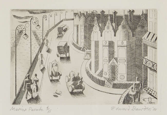 
	
		Edward Bawden CBE RA, 
		British 1903-1989-
		 
		Mount Pleasant Road & Marine...