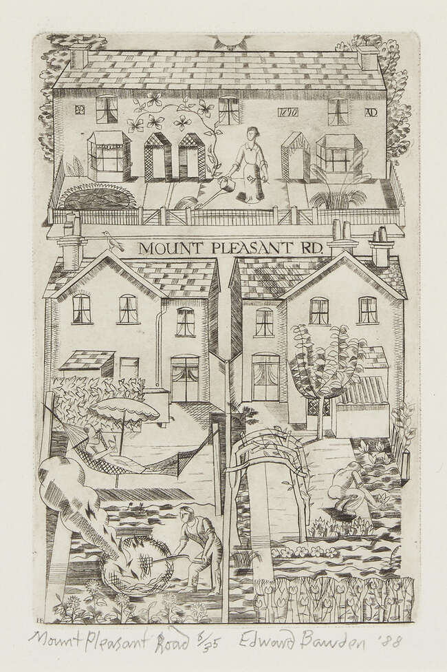 
	
		Edward Bawden CBE RA, 
		British 1903-1989-
		 
		Mount Pleasant Road & Marine...