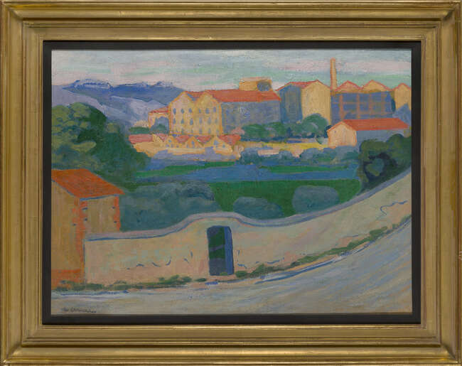 
	
		Augustin Carrera, 
		Spanish/French, 1878-1952- 
		Usine à Marseille; 
		oil on...