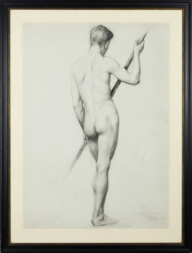 Henry Thomas Bosdet, British 1856-1934- 
Standing male nude seen from behind; 
pencil and...
