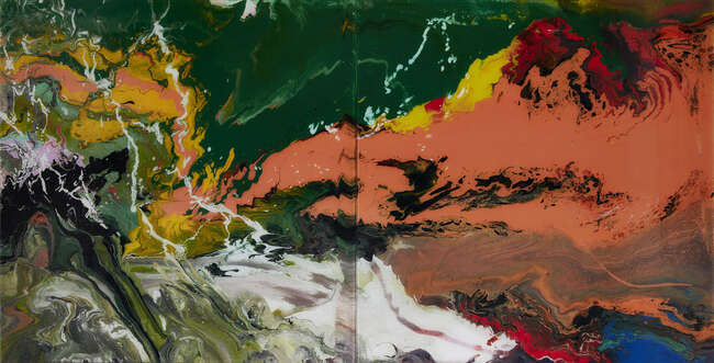 
	
		Gerhard Richter, 
		German b.1932-
		 
		FLOW (P15), 2016;
		 
		diasec-mounted...