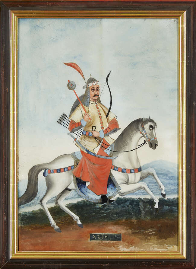 
	
		A group of four reverse glass paintings, Indian or China for the Indian market, 19th...