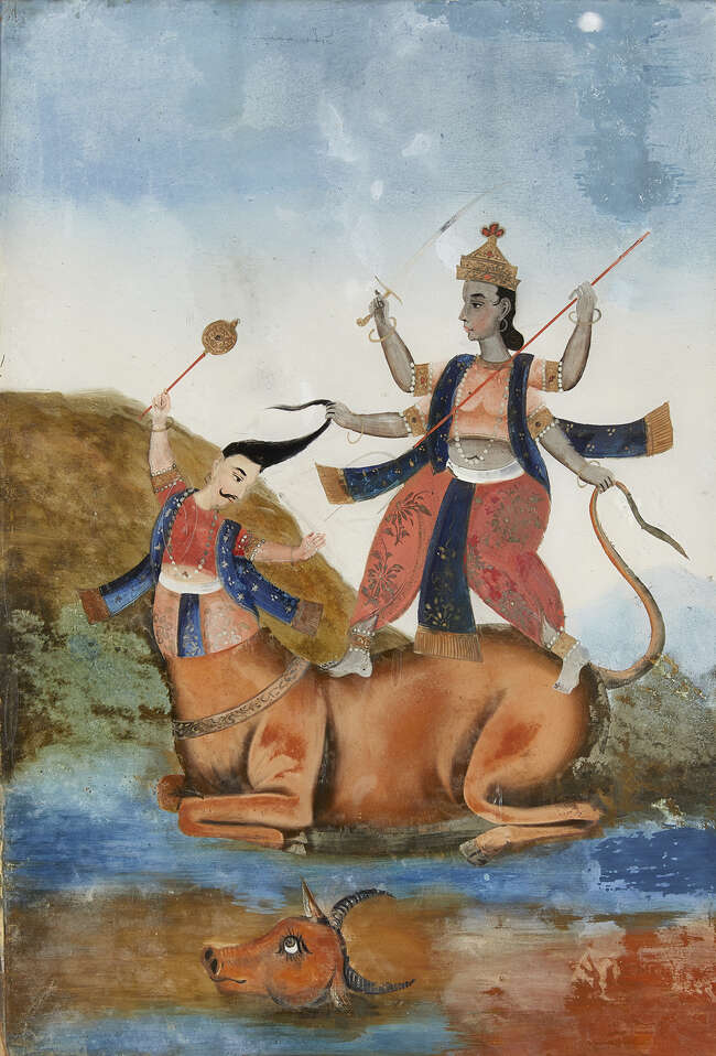 
	
		A group of four reverse glass paintings, Indian or China for the Indian market, 19th...