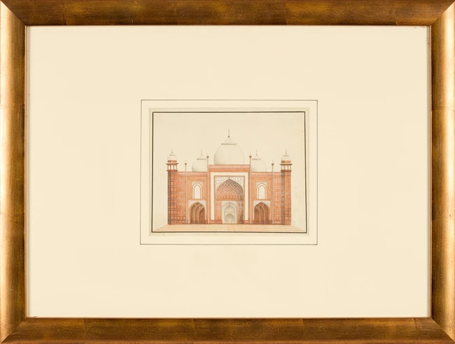 A Company School painting of the Mosque at the Taj Mahal, Delhi, circa 1830
mounted, glazed and...