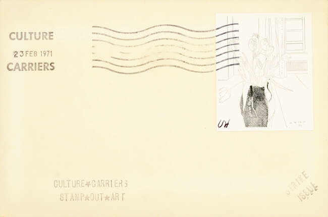 
	
		David Hockney OM CH RA, 
		British b.1937-
		 
		Tulips, from Culture Carriers Stamp...