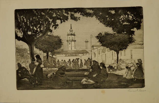 
	
		Russell Sidney Reeve RE RBA, British 1895-1970- Portuguese Garden; etching, signed,...