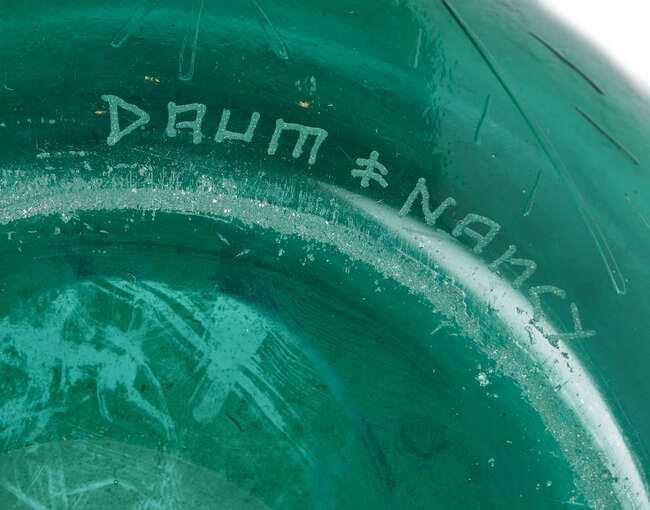 
	
		Daum, 
		 
		Green Art Deco vase, circa 1925, 
		Acid etched glass, 
		Etched...