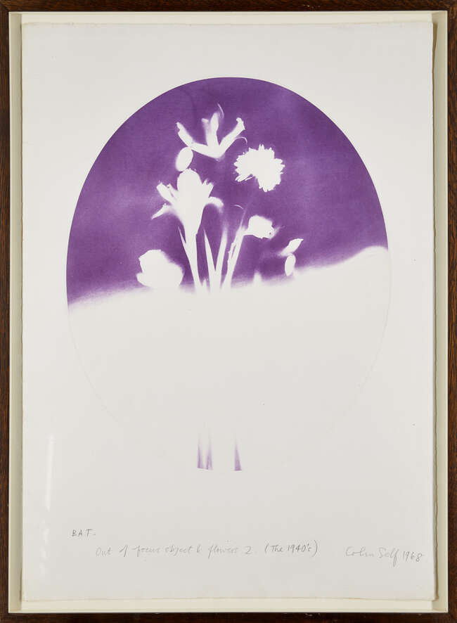 
	
		Colin Self, 
		British b.1941-
		
		Out of Focus Object and Flowers No 2 (The 1940s);...