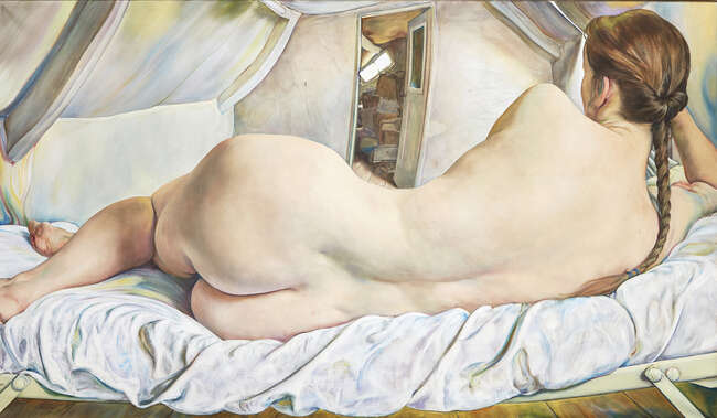 
	
		Michael Taylor, 
		British b.1952 -  
		 
		Nude, 1993; 
		 
		Oil on canvas, signed...