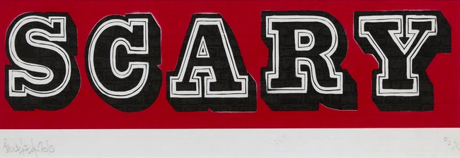 Ben Eine, British b.1970- Scary, 2010; screenprint in colours on wove, signed, dated and...