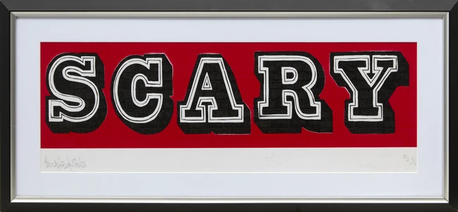 Ben Eine, British b.1970- Scary, 2010; screenprint in colours on wove, signed, dated and...