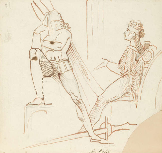 
	
		Theodore Matthias Von Holst, 
		German 1810-1844- 
		 
		Studies of two...
