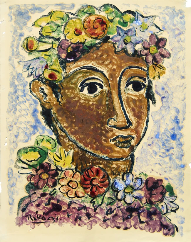 Basil Rákóczi, British/French 1908-1979 - Flower Girl, 1958; ink and monotype on paper, signed...