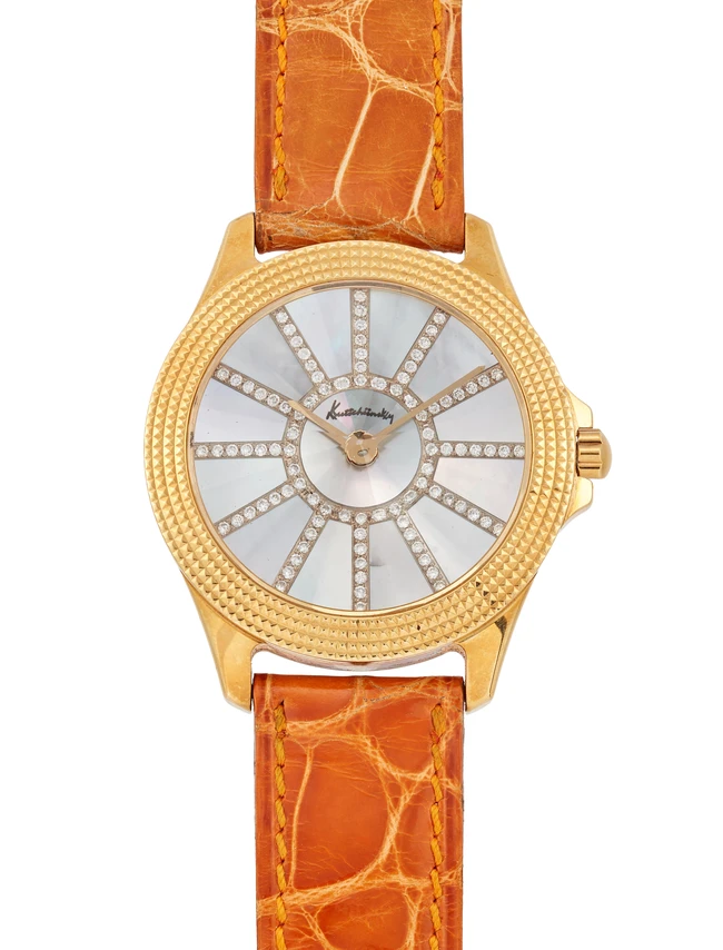 Kutchinsky. A diamond set quartz wristwatchClouté, Number 12, Circa 1990Quartz movement,...